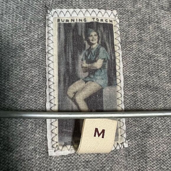 Burning Torch Womens Recycled Cashmere Light Grey Patchwork Collared Cardigan M - Picture 7 of 9